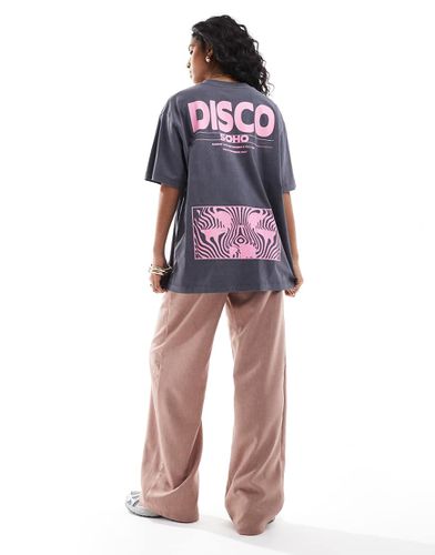 T-shirt oversize nera con grafica "Disco" - ASOS DESIGN - Modalova