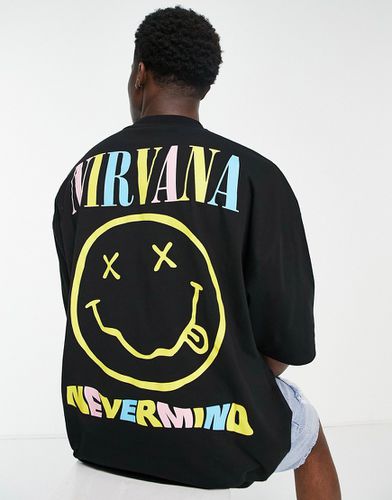 T-shirt oversize nera con stampa dei Nirvana - ASOS DESIGN - Modalova