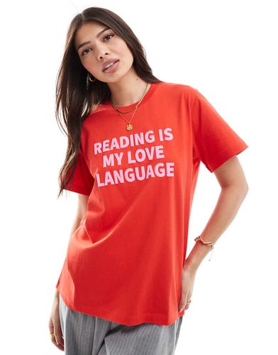 T-shirt oversize rossa con stampa "Reading" - ASOS DESIGN - Modalova