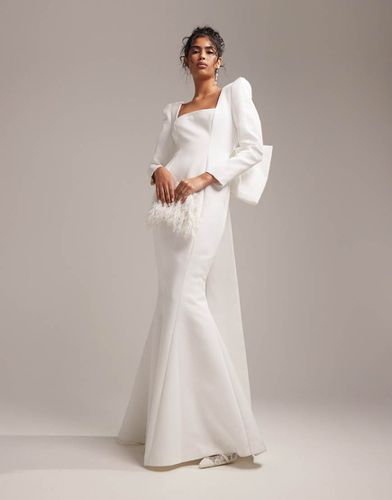 Toby - Vestito da sposa appariscente con fiocco sul retro e scollo squadrato - ASOS DESIGN - Modalova