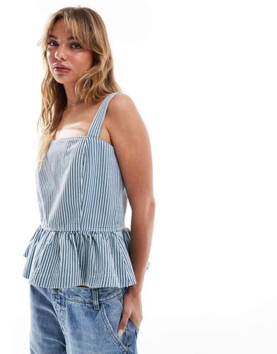 Top con vita scesa in denim blu a righe - ASOS DESIGN - Modalova