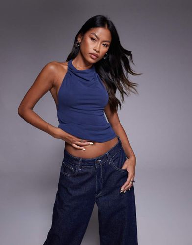 Top en cupro col bénitier montant - Asos Design - Modalova