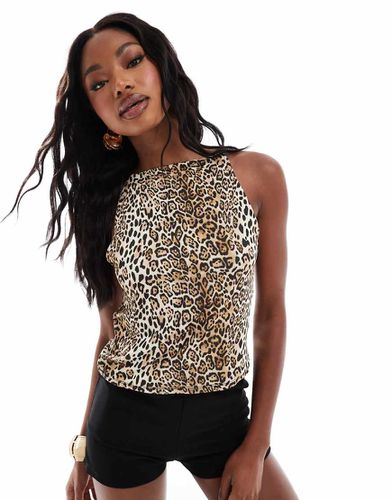 Top sinuoso anni '90 leopardato con spalline sottili e scollo a barchetta - ASOS DESIGN - Modalova