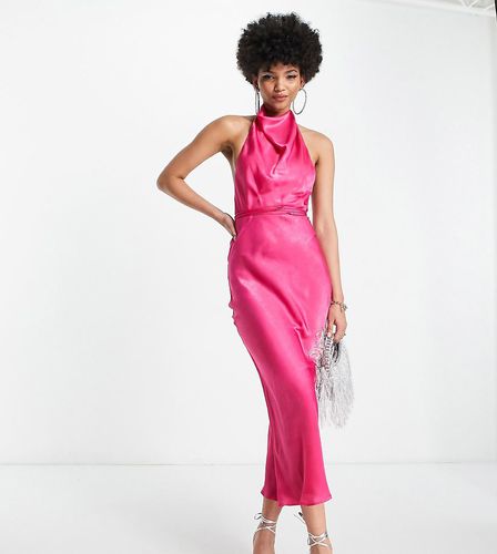 ASOS DESIGN Tall - Vestito midi allacciato al collo acceso a portafoglio allacciato in vita con scollo ad anello - ASOS Tall - Modalova