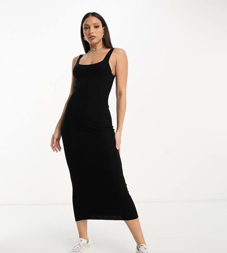 ASOS DESIGN Tall - Vestito midi in maglia nero con scollo squadrato - ASOS Tall - Modalova