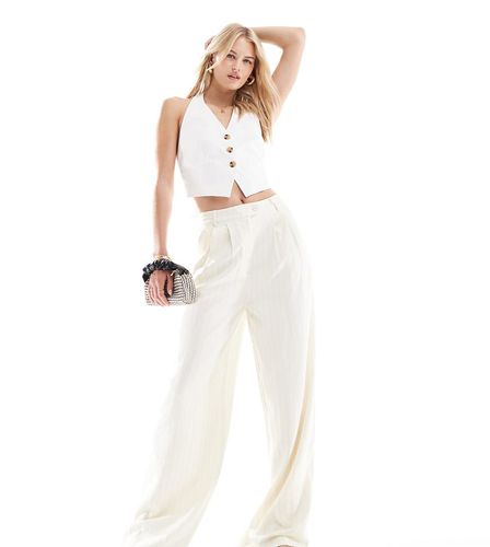 ASOS DESIGN Tall - Pantaloni premium sartoriali a fondo ampio color crema a righe - ASOS Tall - Modalova