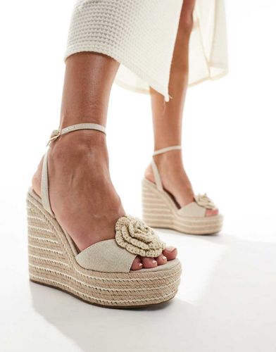 Tasha - Espadrilles con zeppe color naturale con fiore - ASOS DESIGN - Modalova