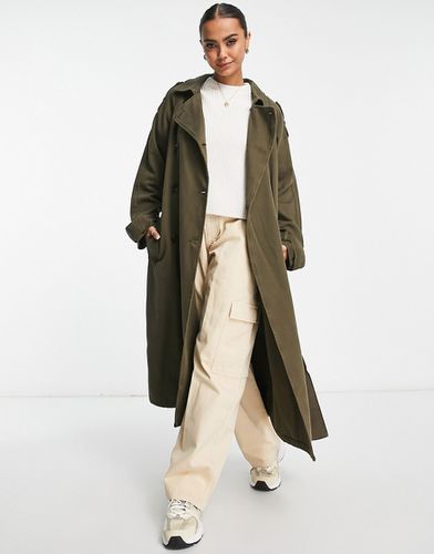 Trench kaki in cotone slavato - ASOS DESIGN - Modalova