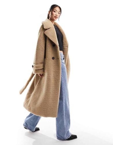 Trench lungo avena in pile borg - ASOS DESIGN - Modalova