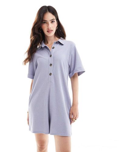 Tuta corta squadrata lilla con abbottonatura parziale e colletto a camicia - ASOS DESIGN - Modalova