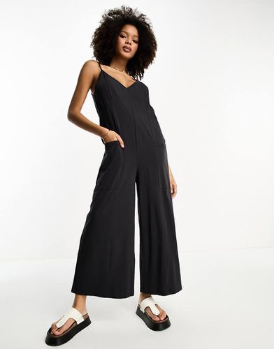 Tuta jumpsuit con fascette in jersey antracite - ASOS DESIGN - Modalova