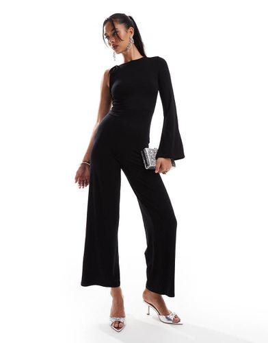 Tuta jumpsuit nera monospalla con allacciatura sulla spalla - ASOS DESIGN - Modalova