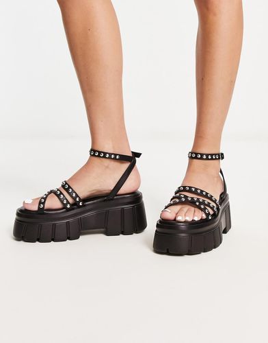 Tyson - Sandali neri con suola spessa flatform e borchie - ASOS DESIGN - Modalova