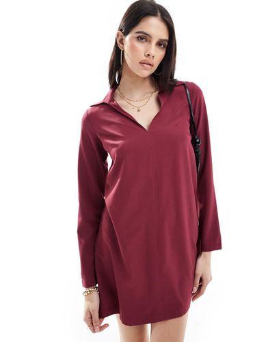 Vestito a trapezio corto bordeaux con colletto - ASOS DESIGN - Modalova