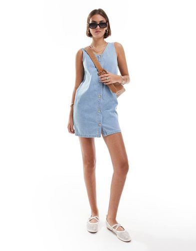 Vestito in denim candeggiato con bottoni - ASOS DESIGN - Modalova