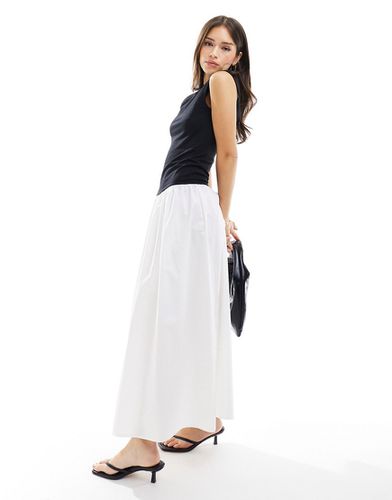 Vestito lungo con gonna in popeline bianco e nero - ASOS DESIGN - Modalova