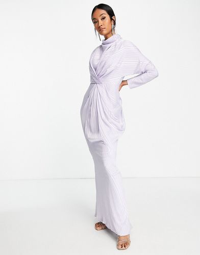 Vestito lungo in raso lilla a righe con scollo drappeggiato - ASOS DESIGN - Modalova