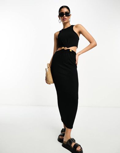 Vestito midi a coste con cut-out e finiture con pietre - ASOS DESIGN - Modalova