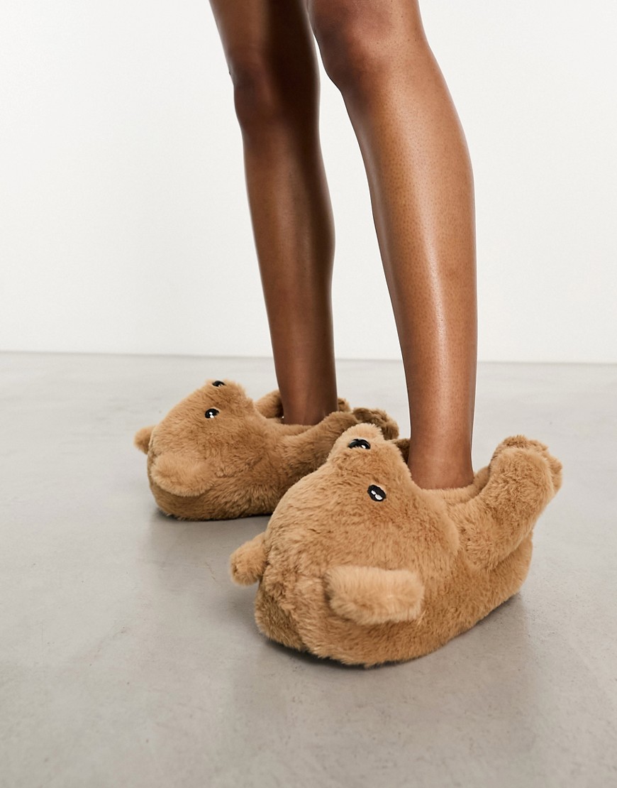 Ziggy - Pantofole color cuoio a forma di orsetto - ASOS DESIGN - Modalova
