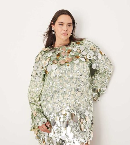 Curve - Vestito corto vestibilità ampia con paillettes a strati - ASOS EDITION - Modalova