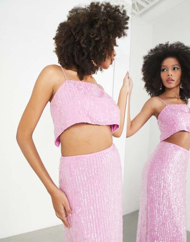 Crop top con spalline sottili con paillettes - ASOS EDITION - Modalova