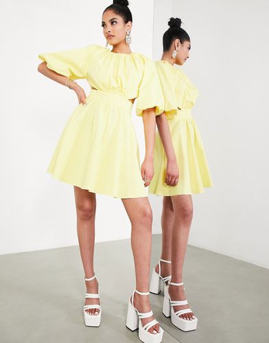 Vestito corto limone con cut-out sul retro e maniche a sbuffo - ASOS EDITION - Modalova