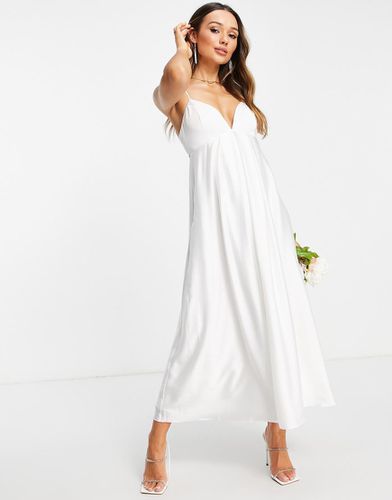 ASOS Edition - Vestito midi da sposa con spalline sottili in raso con gonna a ruota - ASOS DESIGN - Modalova