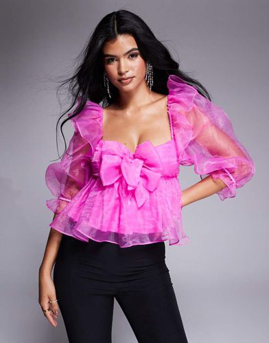 Top babydoll in organza acceso con fiocchi - ASOS LUXE - Modalova