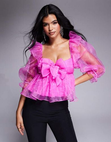 Top babydoll in organza acceso con fiocchi - ASOS Luxe - Modalova