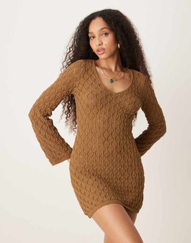 Robe courte en maille au crochet avec manches amples - Aware - Modalova