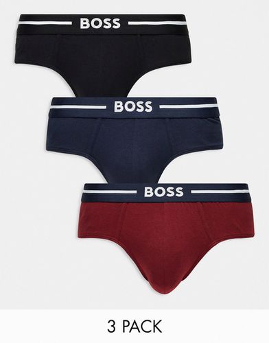 Confezione da 3 slip a vita bassa neri, rossi e blu - BOSS Bodywear - Modalova
