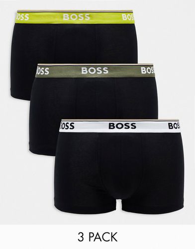 BOSS - Bodywear Power - Confezione da 3 boxer aderenti neri con fascia in vita a contrasto - BOSS Bodywear - Modalova