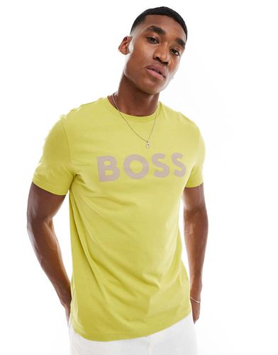 Thinking - T-shirt gialla con stampa del logo - BOSS Orange - Modalova