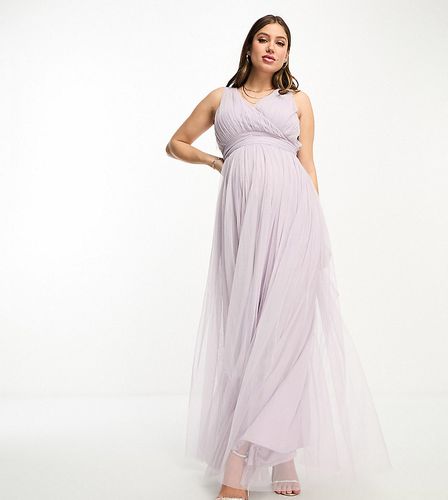 Maternity - Vestito lungo da sposa in tulle lilla con fiocco sul retro - Beauut - Modalova
