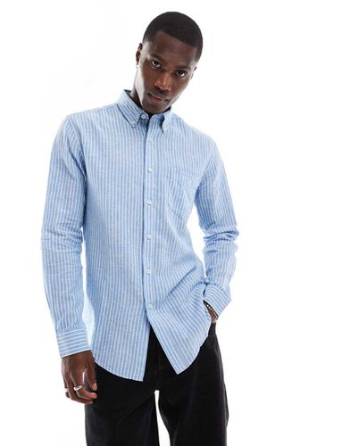 Camicia a maniche lunghe in lino a righe ampie blu - Ben Sherman - Modalova