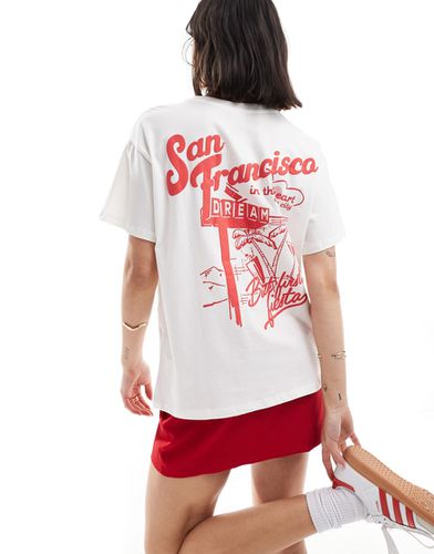 T-shirt oversize bianca con stampa "San Francisco" - Bershka - Modalova