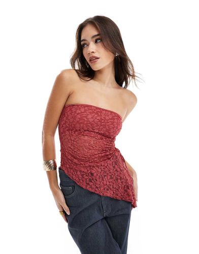 Top a fascia in pizzo bordeaux - Bershka - Modalova