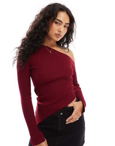 Top asimmetrico in maglia color bordeaux - Bershka - Modalova