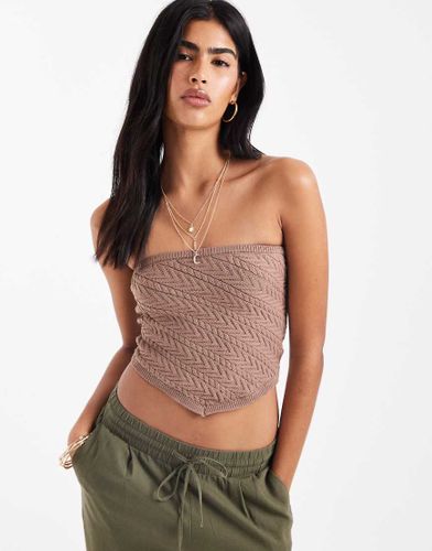 Top bandeau en maille - Marron - Bershka - Modalova