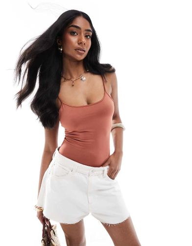 Body en polyamide avec encolure dégagée - Terracotta - Bershka - Modalova