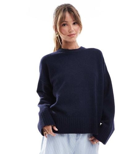 Maglione girocollo spesso navy - Bershka - Modalova