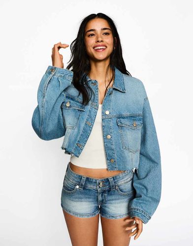 Mini-short en jean - clair - Bershka - Modalova