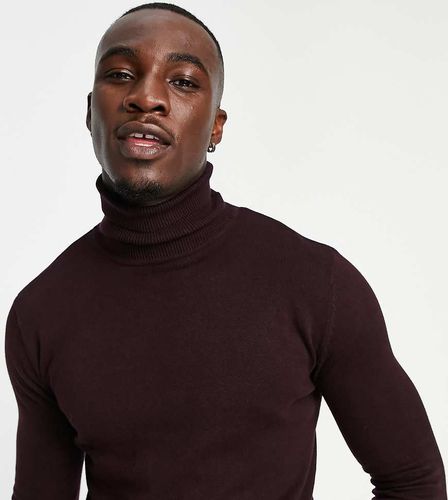 Tall - Maglione con collo alto in cotone bordeaux scuro - Brave Soul - Modalova