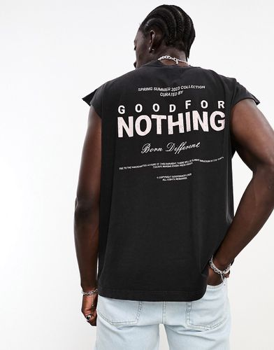 T-shirt senza maniche oversize lavaggio acido con stampa di scheletro sul retro - Good For Nothing - Modalova