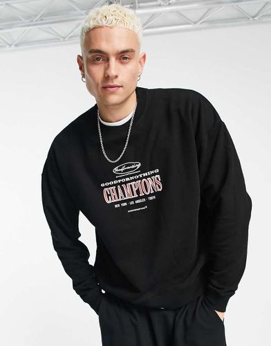 Felpa oversize nera con stampa "Champion" - Good For Nothing - Modalova