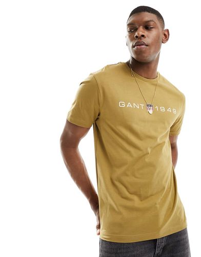T-shirt color cuoio con stampa del logo e stemma - Gant - Modalova