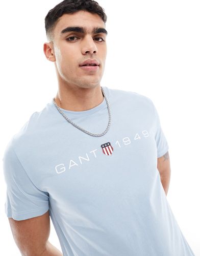 T-shirt chiaro con stampa del logo e stemma - Gant - Modalova
