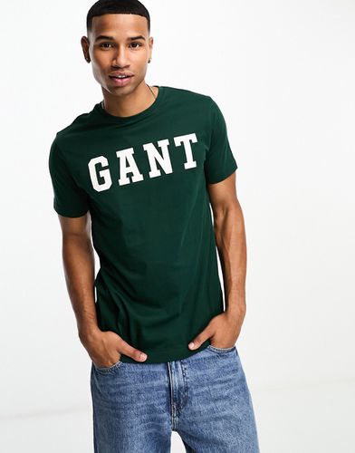 T-shirt scuro con logo stile college - Gant - Modalova