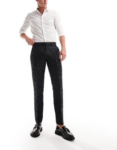 Pantaloni da abito neri slim in seta con motivo cachemire - Gianni Feraud - Modalova