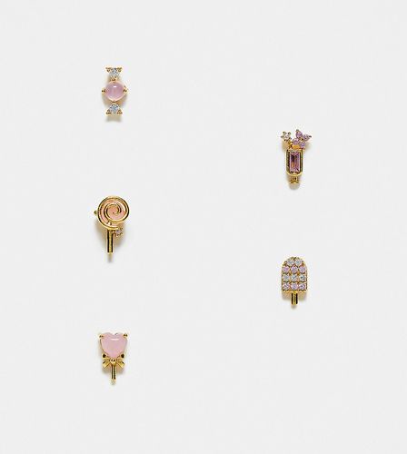 Tooth - Set di orecchini a bottone placcati 18 carati - Girls Crew - Modalova